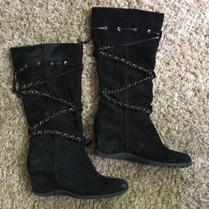 Aquatalia Waterproof Suede Boots w/ Chain Detail